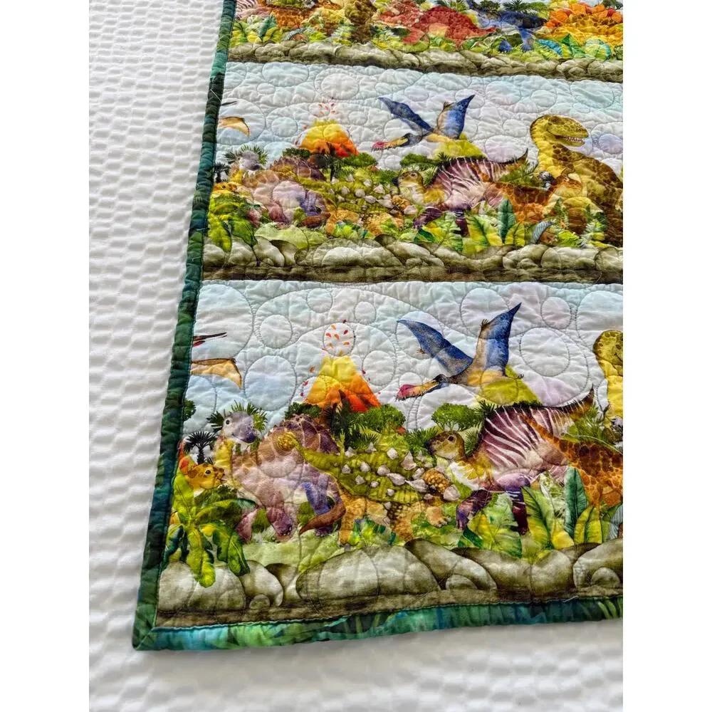 HANDMADE Dinosaur Baby Quilt Jackson Hole Guild 2023 Cotton Flannel Child Quilt